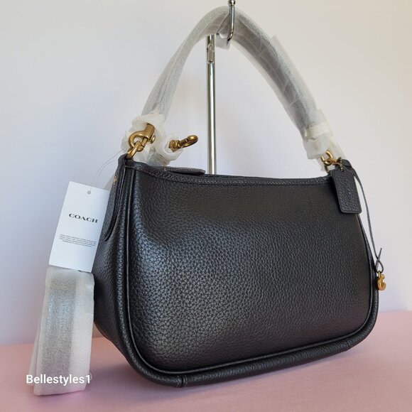COACH Cary Soft Pebbled Leather with Convertible Straps Crossbody- Black color - Picture 2 of 16